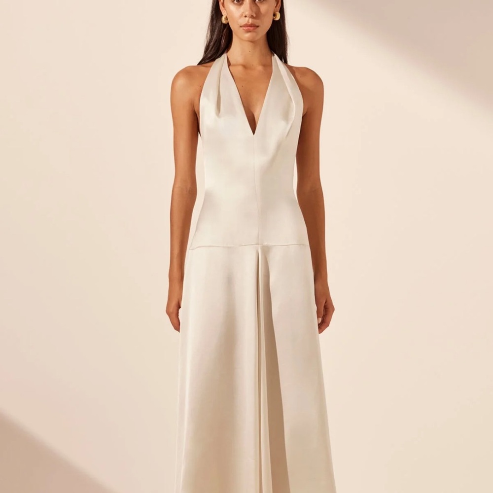 Shona Joy Savanna Halter Open Back Maxi Dress - Pearl